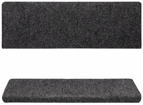 Tapetes de escada 15 pcs 65x21x4 cm tecido agulhado cinza