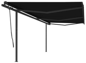 Toldo retrátil manual com postes 6x3,5 m antracite