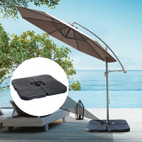 Base para Chapéu de Sol de 4 Peças Suporte para Chapéu de Sol para Jardim Pátio Exterior 50x50x7,5cm Preto
