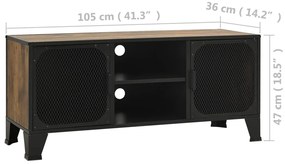 Móvel de TV 105x36x47 cm metal e MDF castanho rústico