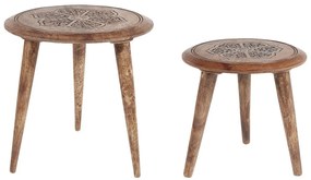 Conjunto de 2 mesas de apoio em madeira escura de mango TURUA Beliani