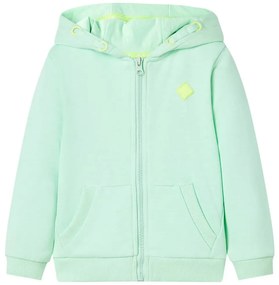 Sweatshirt para criança com capuz e fecho verde-brilhante 92