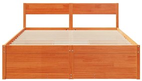 Cama sem colchão 140x200 cm madeira pinho maciça castanho-mel