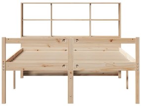Cama com estante sem colchão 140x190 cm pinho maciço
