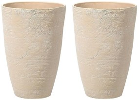 Conjunto de 2 vasos para plantas creme 43 x 43 x 60 cm CAMIA Beliani