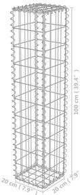 Muro gabião com tampas aço galvanizado 20x20x100 cm
