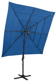 Guarda-sol 4 camadas com poste alumínio 250x250 cm azul ciano