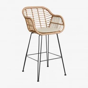 Banqueta Alta De Jardim Em Rattan Sintético Zole ↑75 Cm & Beige Creme - Sklum