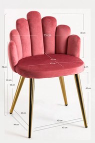 Cadeira Hand Gold Veludo - Rosa