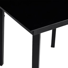 Conjunto de jantar jardim 5 peças almofadas vidro vime PE preto