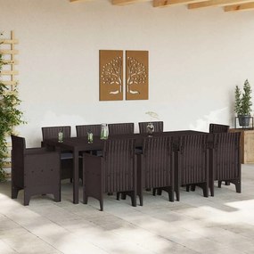 Conjunto de Jantar de Jardim 11 pcs Castanho 250 x 100 x 73 cm