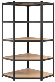 Estantes 5 prateleiras 3 pcs derivados de madeira/aço cinzento