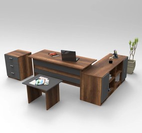 Conjunto de Mobiliário de Escritório VO13 – Nogueira/Antracite – Secre