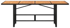 Mesa de jardim com tampo em acácia 190x80x74 cm vime PE preto