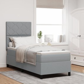 Cama Box Spring com Colchão Cinza Claro 80x200 cm Tecido