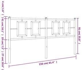 Cabeceira de cama 150 cm metal preto