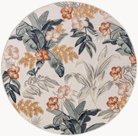 Tapete redondo para interior e exterior com relevo Flora