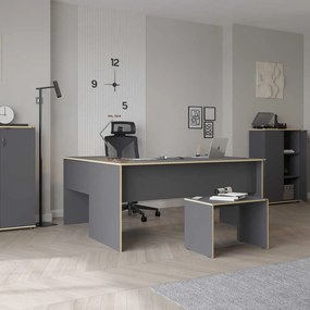 Secretária de Canto "Executive" - 160 x 75 x 144 cm - Antracite e Carv