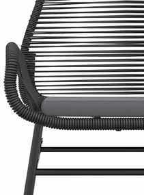 Conjunto de jantar jardim 7 peças almofadas vidro vime PE preto