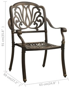 Cadeiras de jardim 2 pcs alumínio fundido bronze