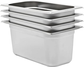 vidaXL Recipientes gastronorm 4 pcs GN 1/3 150 mm aço inoxidável