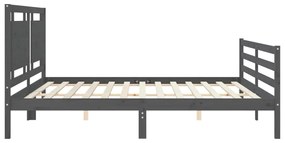 Estrutura de cama com cabeceira 200x200 cm madeira maciça cinza