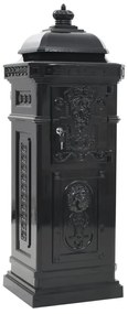 Caixa correio coluna estilo vintage alumínio inoxidável preto