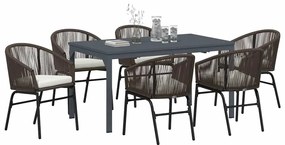 Conjunto de Jantar de Jardim Manual 7 pcs Castanho Médio