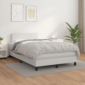 Cama boxspring com colchão 120x190 cm couro artificial branco