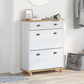 vidaXL Armário para Sapatos ASKIM Branco 85x35x108 cm Madeira Sólida de Pinho