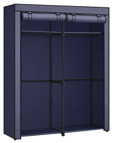 Armário de quarto SONGMICS, guarda-roupa com 2 varões, cabideiro, capa de tecido, cabide, dobrável, para camarim, quarto, 43 x 140 x 174 cm, azul escuro RYG002I02