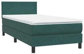 Cama com molas/colchão verde-escuro 80x210 cm veludo