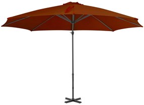 Guarda-sol jardim cantilever c/ poste alumínio 300cm terracotta