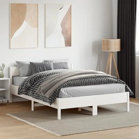 Cama sem colchão 120x190 cm madeira de pinho maciça branco