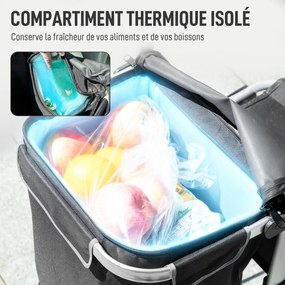 Carrinho de compras dobrável de 40 L, carrinho de compras portátil com Rodas e pega telescópica, 45,5 x 35,5 x 97 cm, preto
