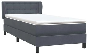 Cama com molas/colchão cinza-escuro 80x210 cm veludo