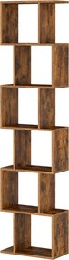 Estante com 6 prateleiras 24 x 40 x 191 cm moderna para sala de estar castanho