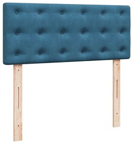 Cama boxspring com colchão 120x190 cm veludo azul-escuro