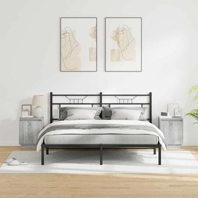Cômodas de Cabeceira com Luzes LED 2 pcs Cinza Sonoma 39x34,5x50 cm