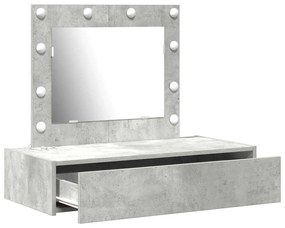 Mesa de Maquiagem Montada na Parede com Luzes LED Cinza Concreto