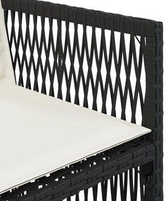 Cadeiras de jardim com almofadões 4 pcs vime PE preto
