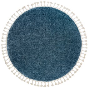 Tapete BERBER 9000 circulo azul Franjas berbere marroquino shaggy