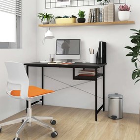 vidaXL Secretária de computador 105x55x72 cm MDF e metal preto