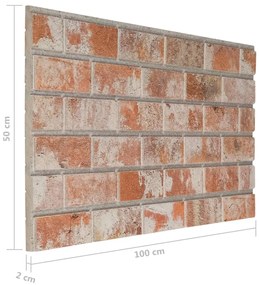 Painéis de parede 3D c/ design tijolos vermelhos 10 pcs EPS