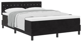 Cama Box Spring vidaXL com Colchão Preto 140x200 cm Veludo
