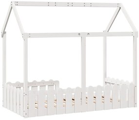 Cama infantil formato casa 80x160 cm pinho maciço branco