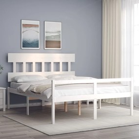 vidaXL Cama para idosos com cabeceira 160x200 cm madeira maciça branco