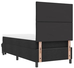 Cama Box Spring com Colchão e Banco Preto 90x190 cm Tecido