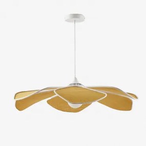Candeeiro De Teto Benavid Ø75 Cm & Linho Amarelo Mel - Crema Linho - Sklum