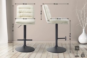Banco de bar Damar em tecido com estrutura preta 94-116 x 42 x 56 cm Creme